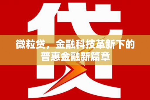 达拉特旗微粒贷，金融科技革新下的普惠金融新篇章