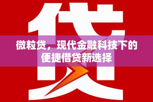 达拉特旗微粒贷，现代金融科技下的便捷借贷新选择