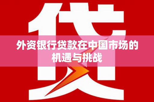 达拉特旗外资银行贷款在中国市场的机遇与挑战