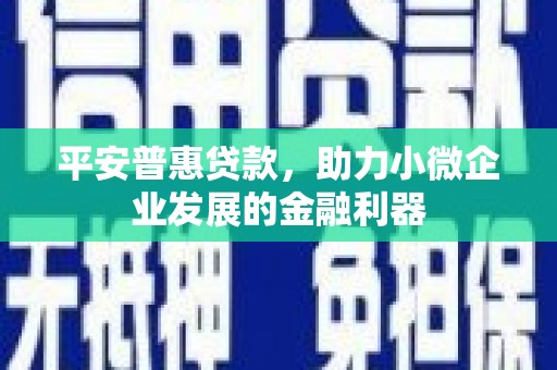 达拉特旗平安普惠贷款，助力小微企业发展的金融利器