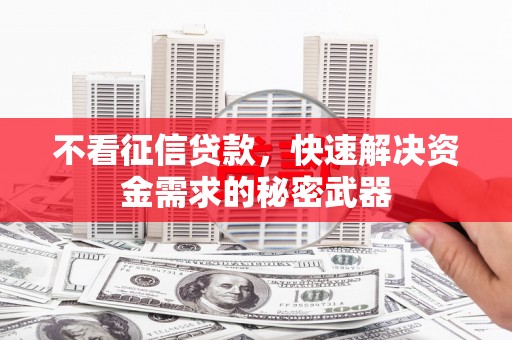 达拉特旗不看征信贷款，快速解决资金需求的秘密武器